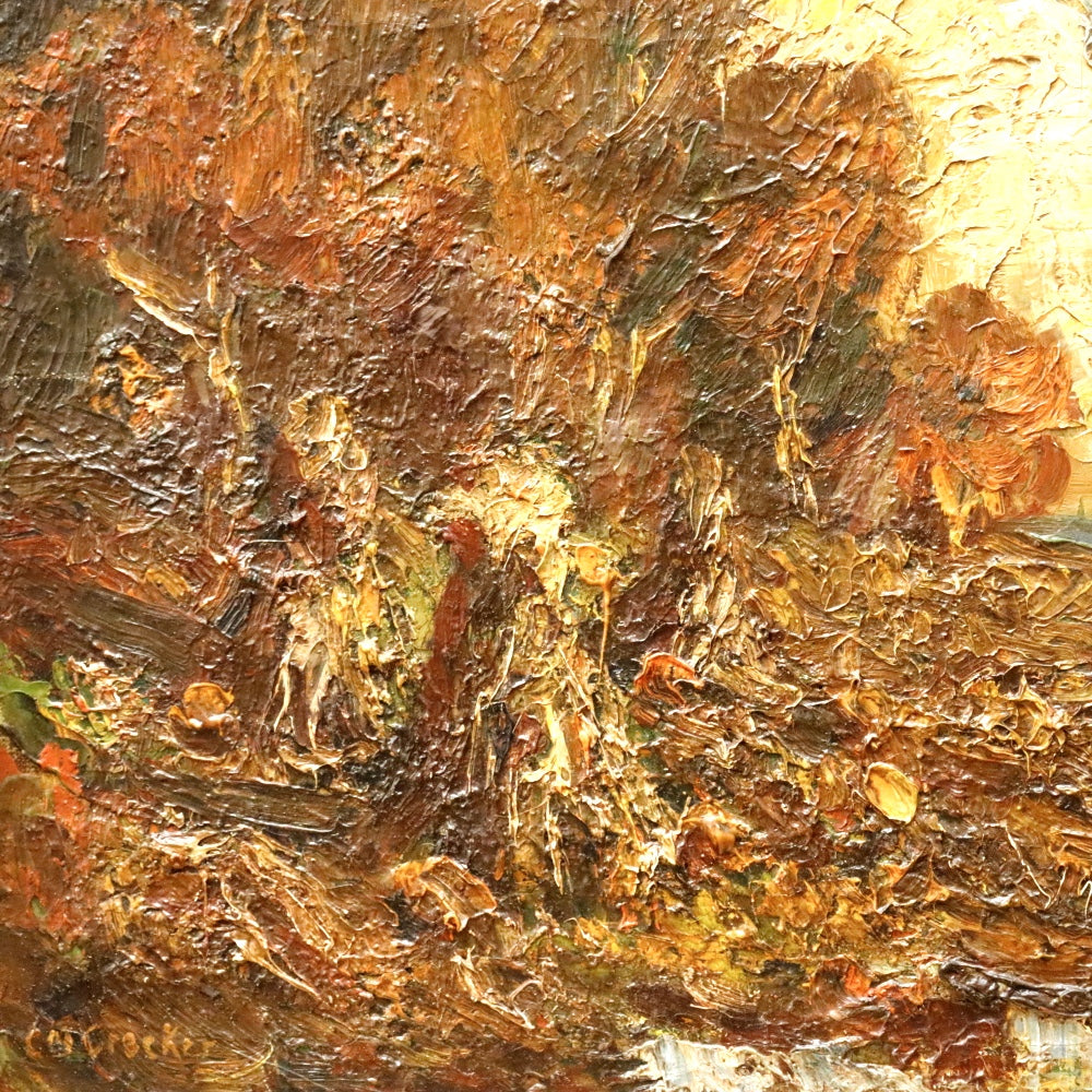 AW145: Charles Mathew Crocker Haystacks Expressionist Oil on Canvas Painting