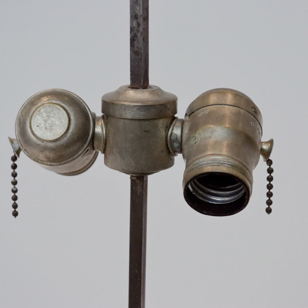 AL2-035: Antique Early 20th Century French Silverplate Bouillote Lamp With Tole Shade