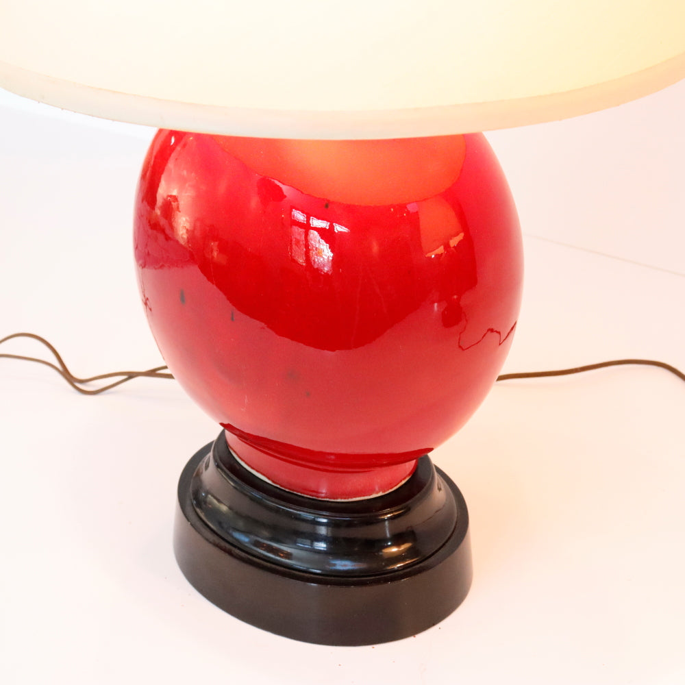 AL2-036: Antique Pair of Chinese Red Oxblood Vase Lamps Early 20th Century