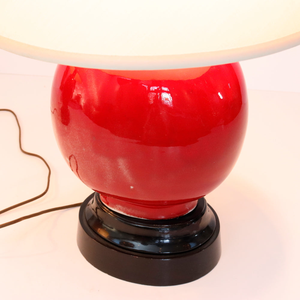 AL2-036: Antique Pair of Chinese Red Oxblood Vase Lamps Early 20th Century