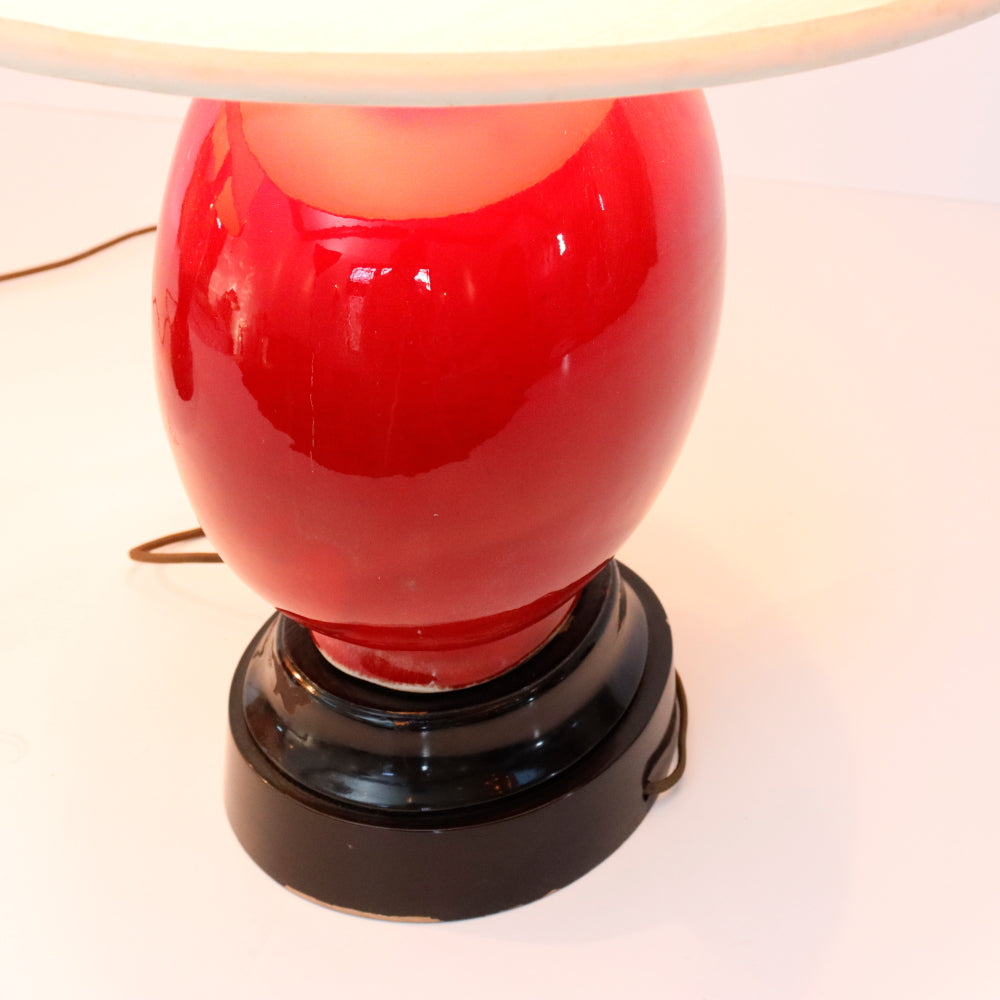 AL2-036: Antique Pair of Chinese Red Oxblood Vase Lamps Early 20th Century