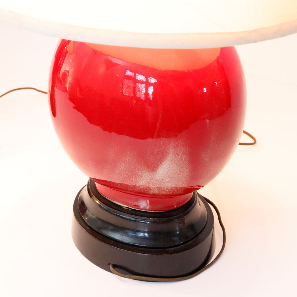 AL2-036: Antique Pair of Chinese Red Oxblood Vase Lamps Early 20th Century