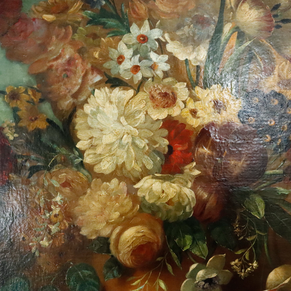 AW867: Antique Late 19th Century Floral Still Life Oil on Canvas Painting American School