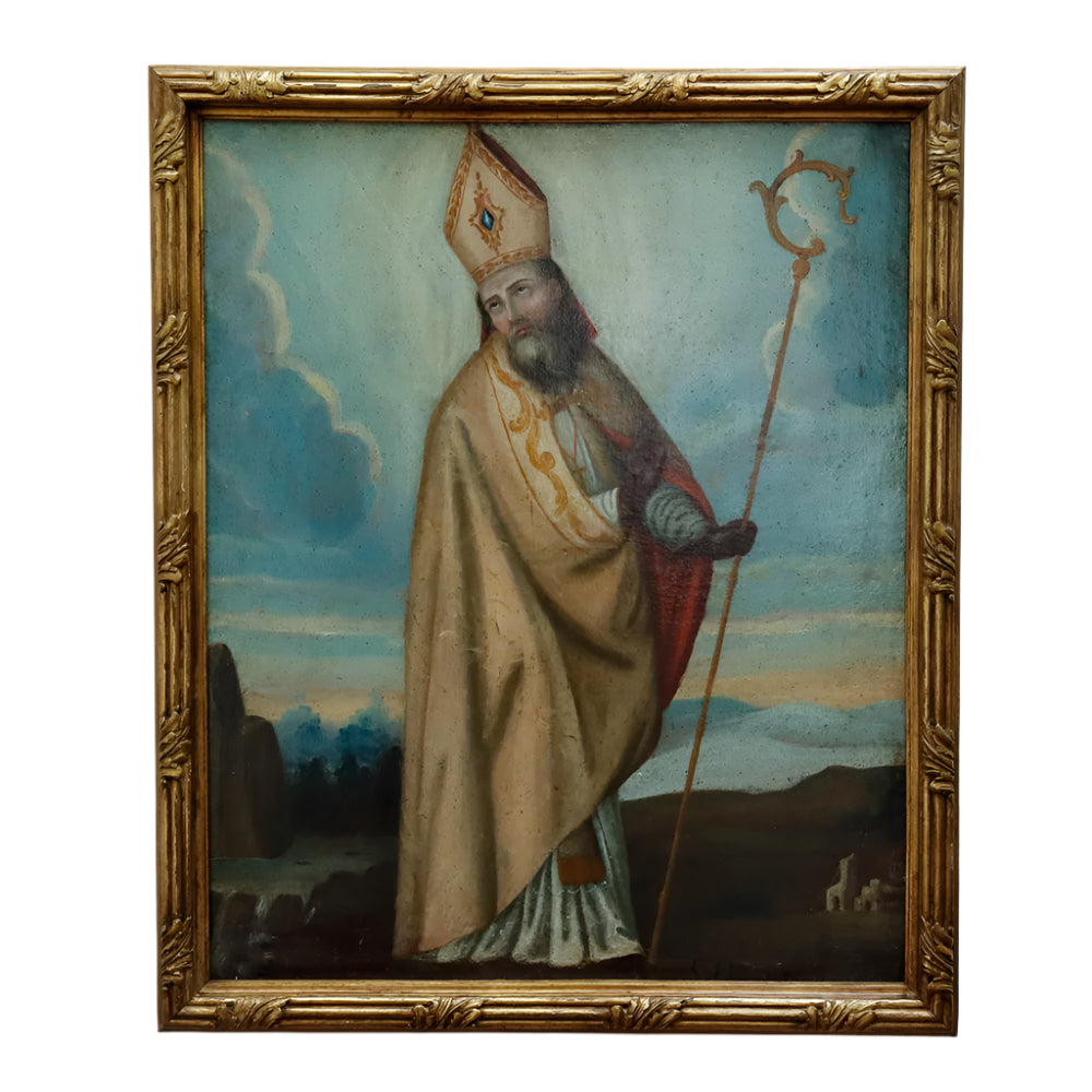 San Clemente Obispo y Mártir - 18th Century Oil on Canvas Painting | Work of Man