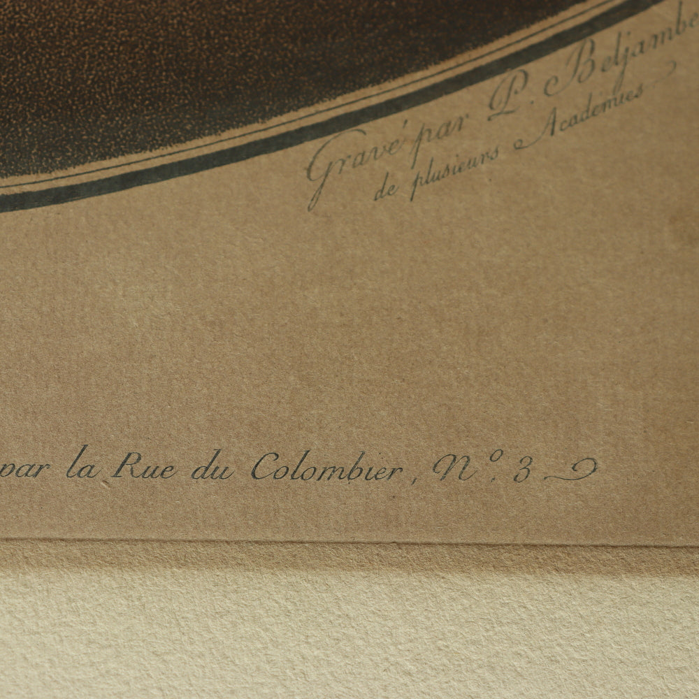 AW7-120: Coucou, d' apers Leroy - 18th Century Hand Colored Chisel Engraving By Pierre-Guillame-Alexandre Beljambe