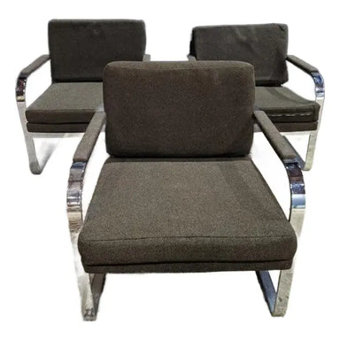 vintage-set-of-3-mid-20th-century-milo-baughman-style-cantilevered-lounge-chairs | Work of Man