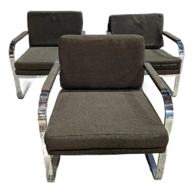 vintage-set-of-3-mid-20th-century-milo-baughman-style-cantilevered-lounge-chairs | Work of Man