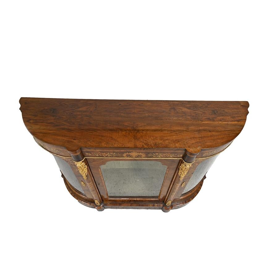 AF3-173: Antique English Victorian Inlaid Rosewood Console Vitrine Circa 1840's