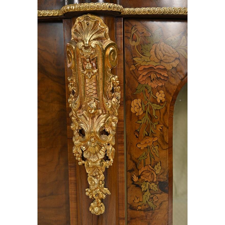 AF3-173: Antique English Victorian Inlaid Rosewood Console Vitrine Circa 1840's