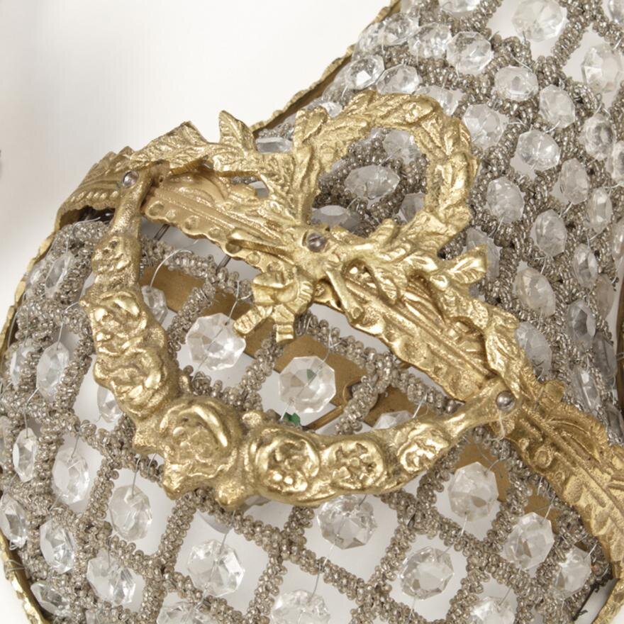 AL3-002: SET OF FOUR DORE BRONZE AND GLASS BASKET FORM SCONCES