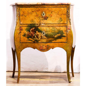 AF4-153: ANTIQUE LATE 19TH CENTURY FRENCH LOUIS XV STYLE MARBLE TOP COMMODE