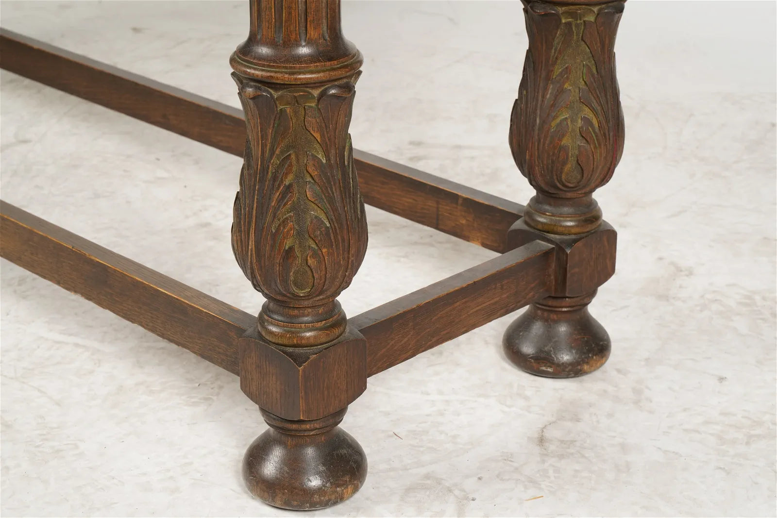 AF1-388: Antique Early 20th Century Spanish Colonial Revival Carved Oak Polychrome Console Table