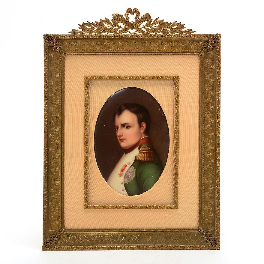 Antique French Napoleon Portrait Miniature Painted on Porcelain | Work of Man