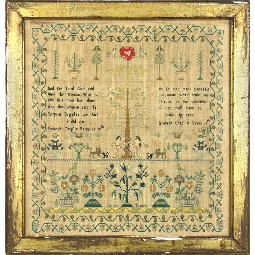TX2-001: Cattern Turner - 19th C Religious Needlework Panel