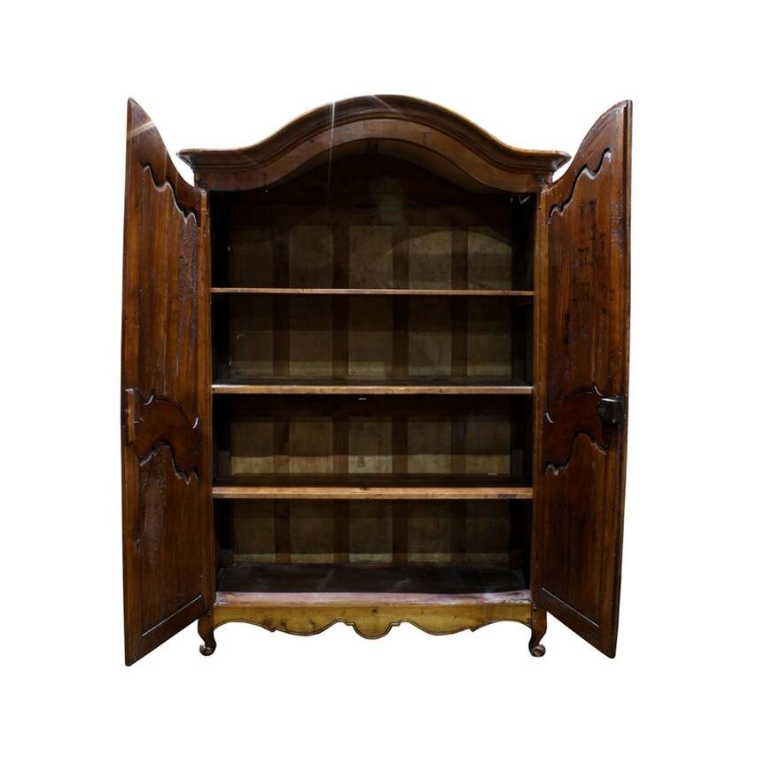 AF3-102: ANTIQUE 18TH CENTURY LOUIS XV PROVINCIAL FRUITWOOD ARMOIRE