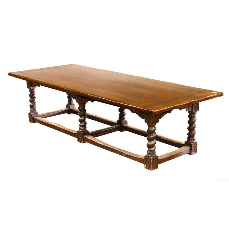 AF1-129: Antique Spanish Colonial Massive Wide Plank Oak Refectory Table from the Mission Inn, Riverside CA Early 20th Century