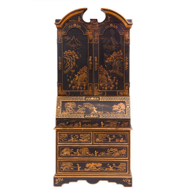 ANTIQUE CHINOISERIE JAPANNED SECRETARY BOOKCASE | Work of Man