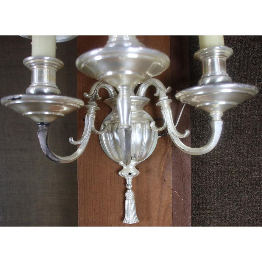 AL3-113: Pair of Georgian Syle Silvered Wall Sconces