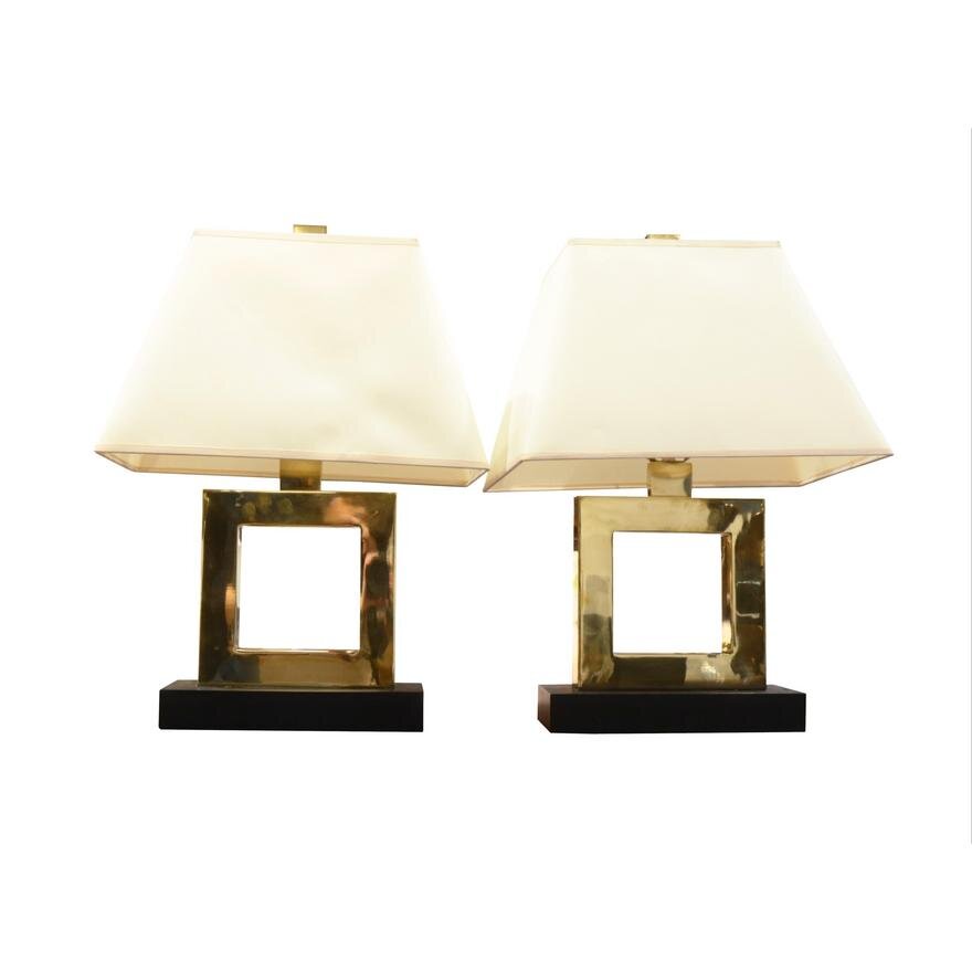 AL2-001: Vintage Robert Abbey Pair of Brass Table Lamps Late 20th Century
