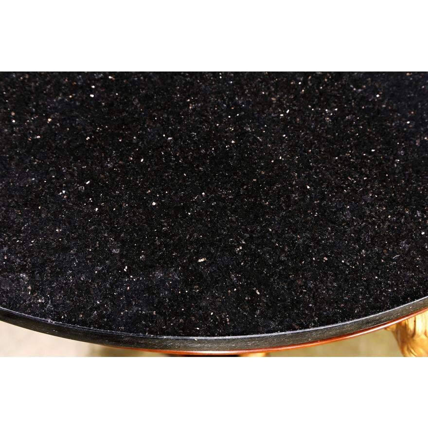 AF1-133: LATE 20TH CENTURY EMPIRE STYLE MARBLE TOP GILT AND EBONIZED GUERIDON