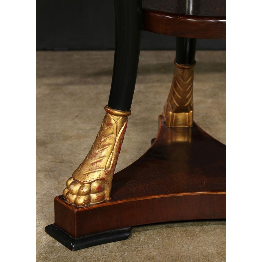 AF1-133: LATE 20TH CENTURY EMPIRE STYLE MARBLE TOP GILT AND EBONIZED GUERIDON