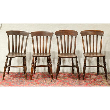 Antique Assembled Set of 4 American Splat Back Windsor Chairs Circa 1750 | Work of Man