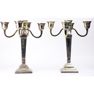 PAIR SHEFFIELD SILVER PLATE CANDELABRA | Work of Man