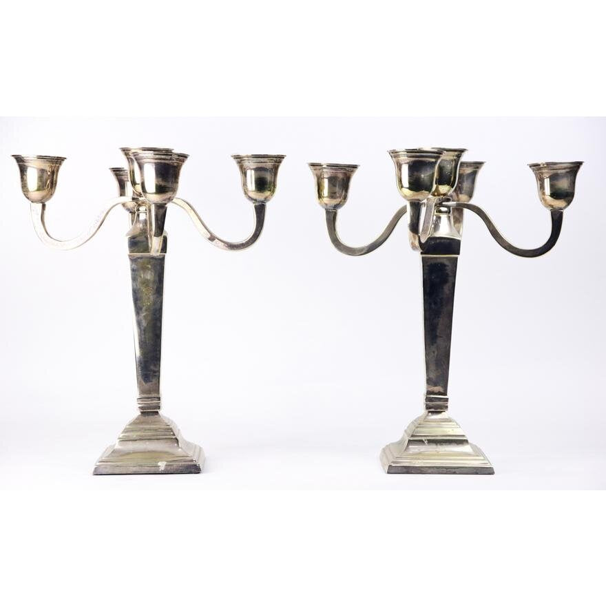 DA2-005: PAIR OF SHEFFIELD STYLE SILVER PLATE CANDELABRA