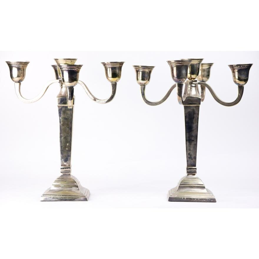 DA2-005: PAIR OF SHEFFIELD STYLE SILVER PLATE CANDELABRA