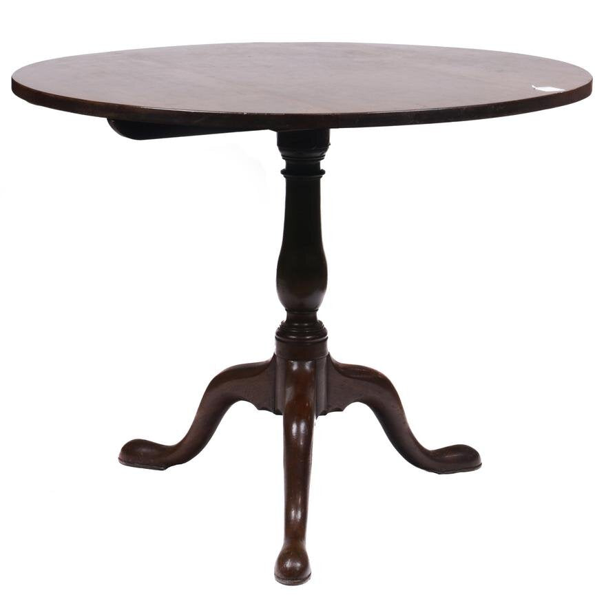 AF1-254: ANTIQUE 18TH CENTURY ENGLISH CHIPPENDALE MAHOGANY TILT TOP TEA TABLE