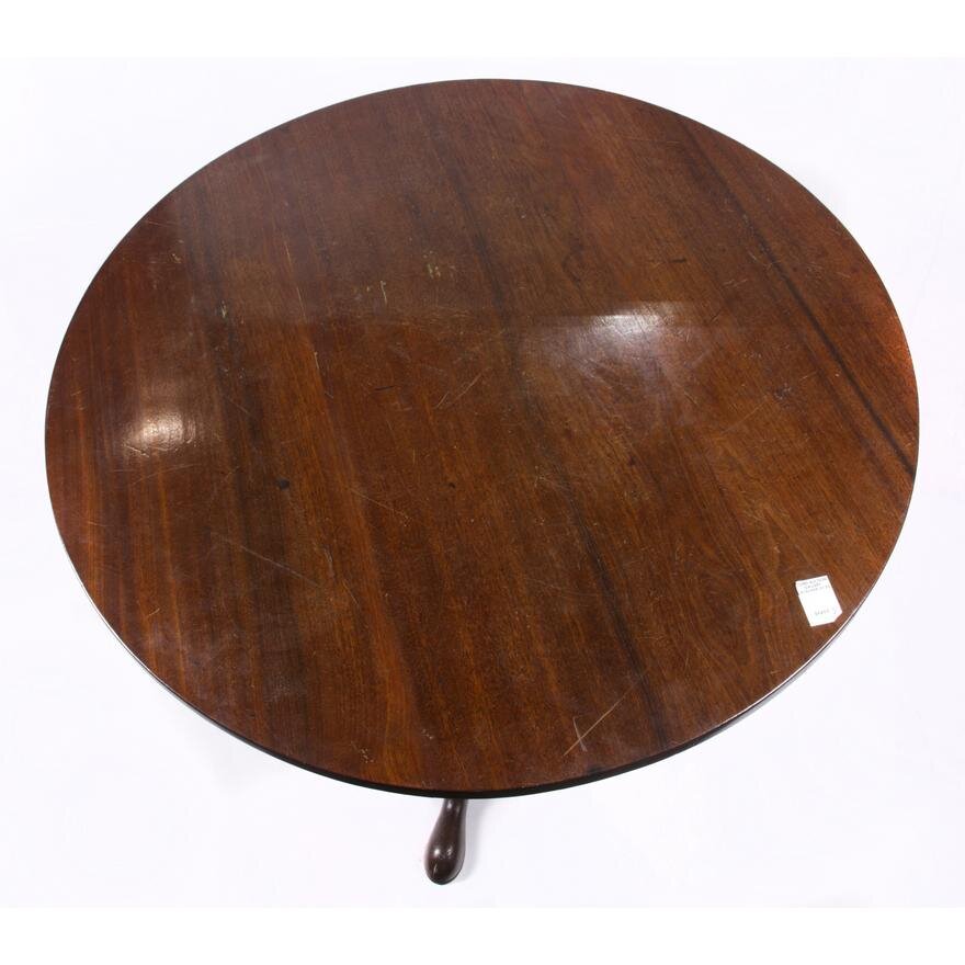 AF1-254: ANTIQUE 18TH CENTURY ENGLISH CHIPPENDALE MAHOGANY TILT TOP TEA TABLE