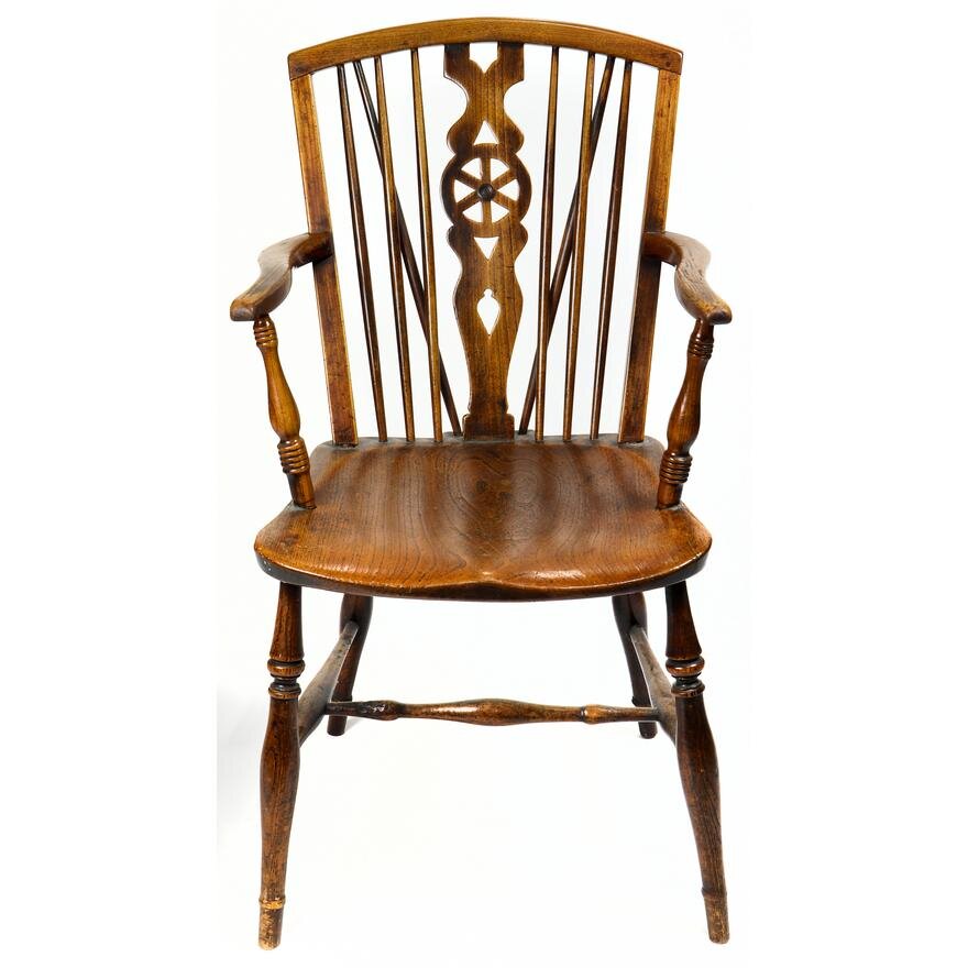 Antique Early 19th Century American Rod Back Windsor Arm Chair | Work of Man
