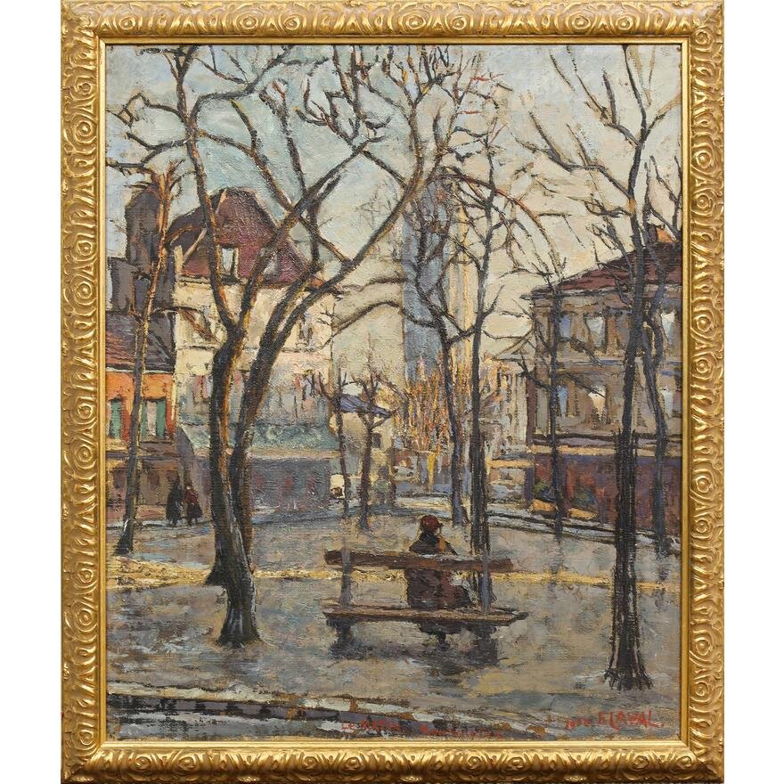 AW462: Fernand Laval Place du Tertre Montmartre Oil on Canvas Painting