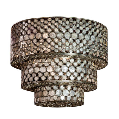CONTEMPORARY TIERED FORM CHANDELIER W/ CAPRICE SHELL INSERTS | Work of Man