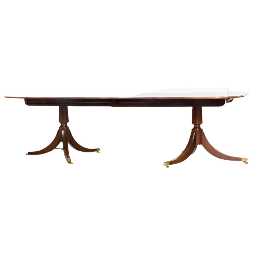 ANTIQUE ENGLISH REGENCY  DOUBLE PEDESTAL DINING TABLE | Work of Man