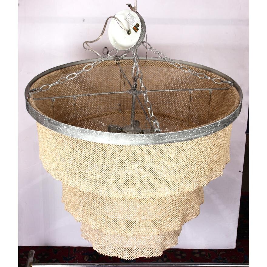 AL1-023: Late 20th Century Modernist Beaded Waterfall Chandelier