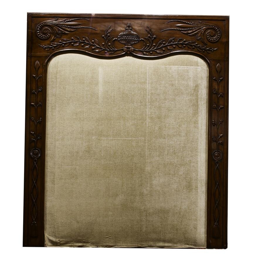 AF6-001: ANTIQUE LATE 18TH CENTURY CARVED FRENCH PROVINCIAL UPHOLSTERED HALF TESTER