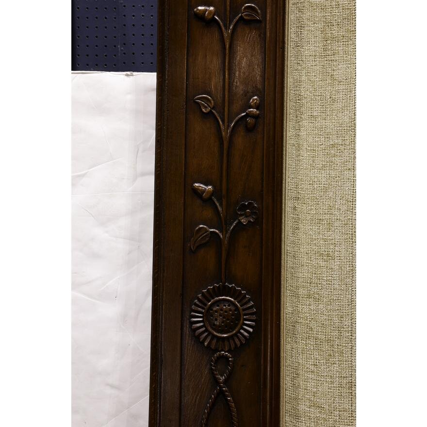 AF6-001: ANTIQUE LATE 18TH CENTURY CARVED FRENCH PROVINCIAL UPHOLSTERED HALF TESTER