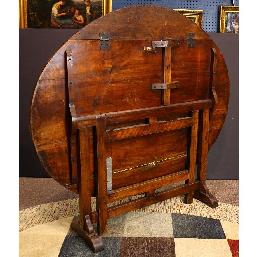 AF1-124: Antique Period French Provincial Walnut Tilt Top Wine Table Mid 18th C