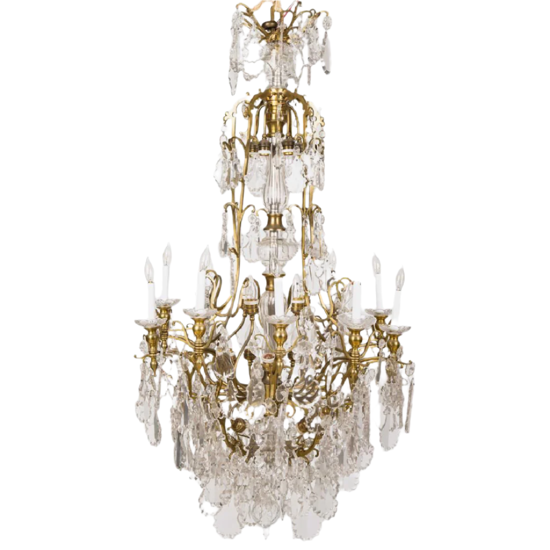 Late 20th Century French Bronze & Crystal Chandelier | Work of Man