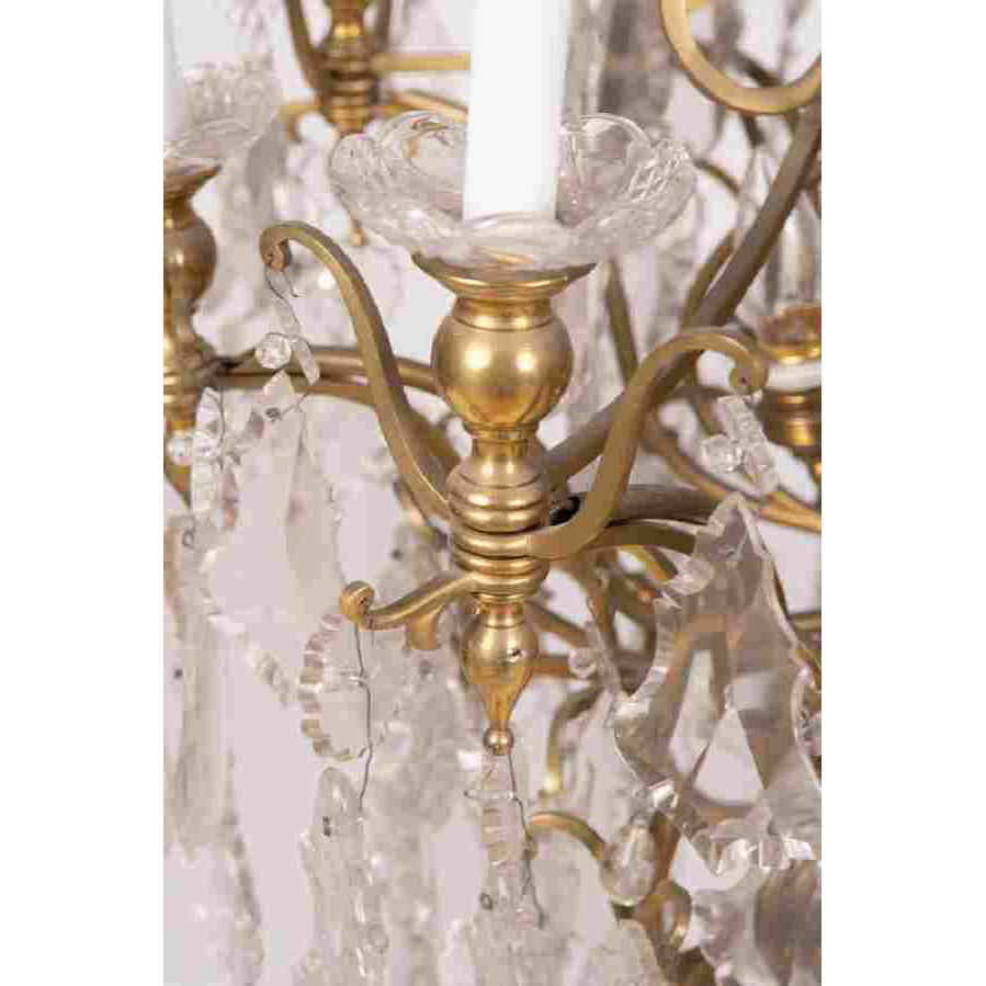 AL1-005: Late 20th Century French Bronze & Crystal Chandelier