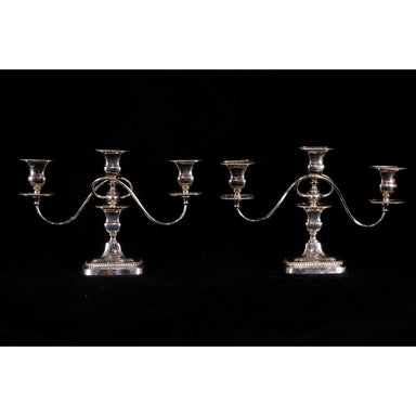 PAIR SHEFFIELD SILVER PLATE CANDELABRA | Work of Man