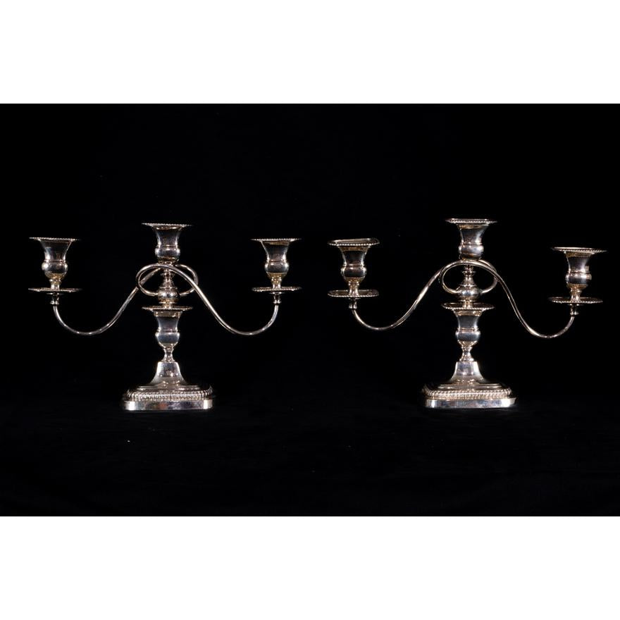 PAIR SHEFFIELD SILVER PLATE CANDELABRA | Work of Man
