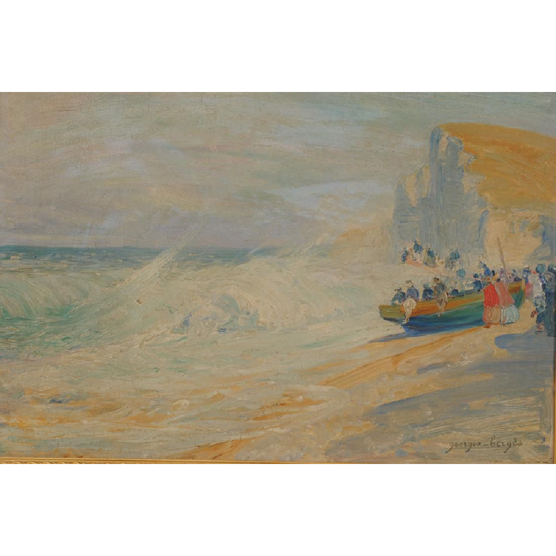 AW483: Georges Berges - Seashore - Oil on Mahogany Board