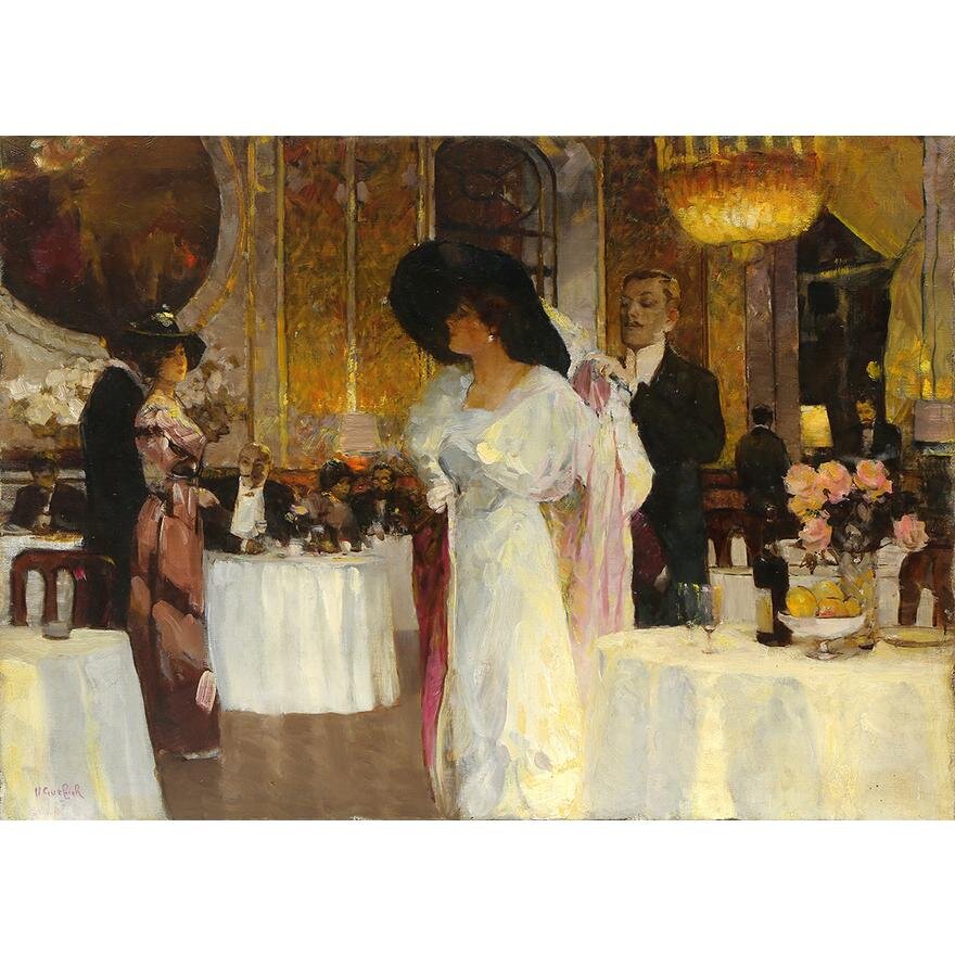 Victor Guerrier - French High Society During the Gilded Age - Oil on Canvas Painting | Work of Man