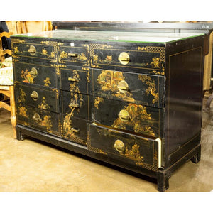 AF4-172: ANTIQUE EARLY 20TH CENTURY CHINESE STYLE CHINOISERIE CHEST OF DRAWERS