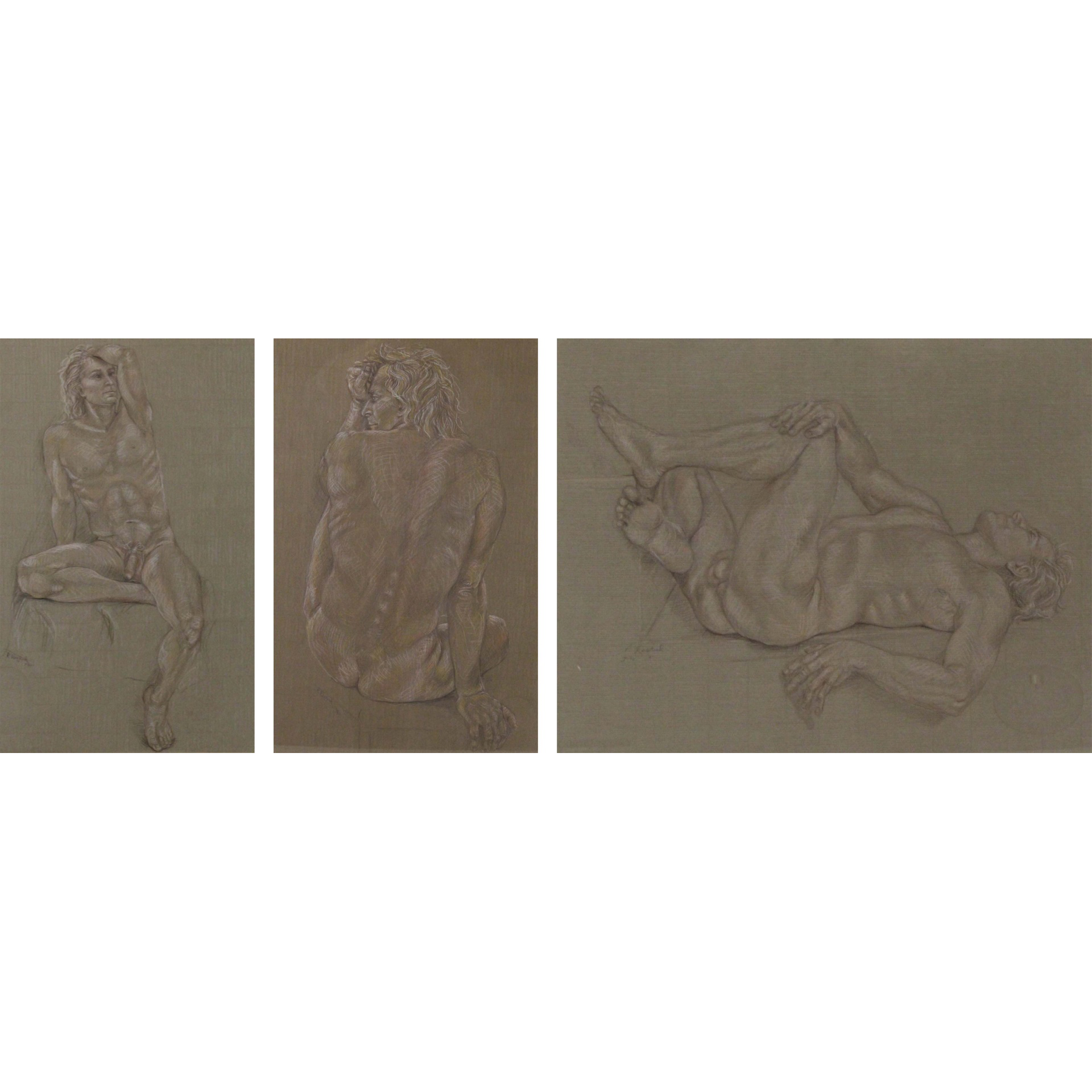 AW5-011: Phylis Raskind Male Nude Crayon On Paper