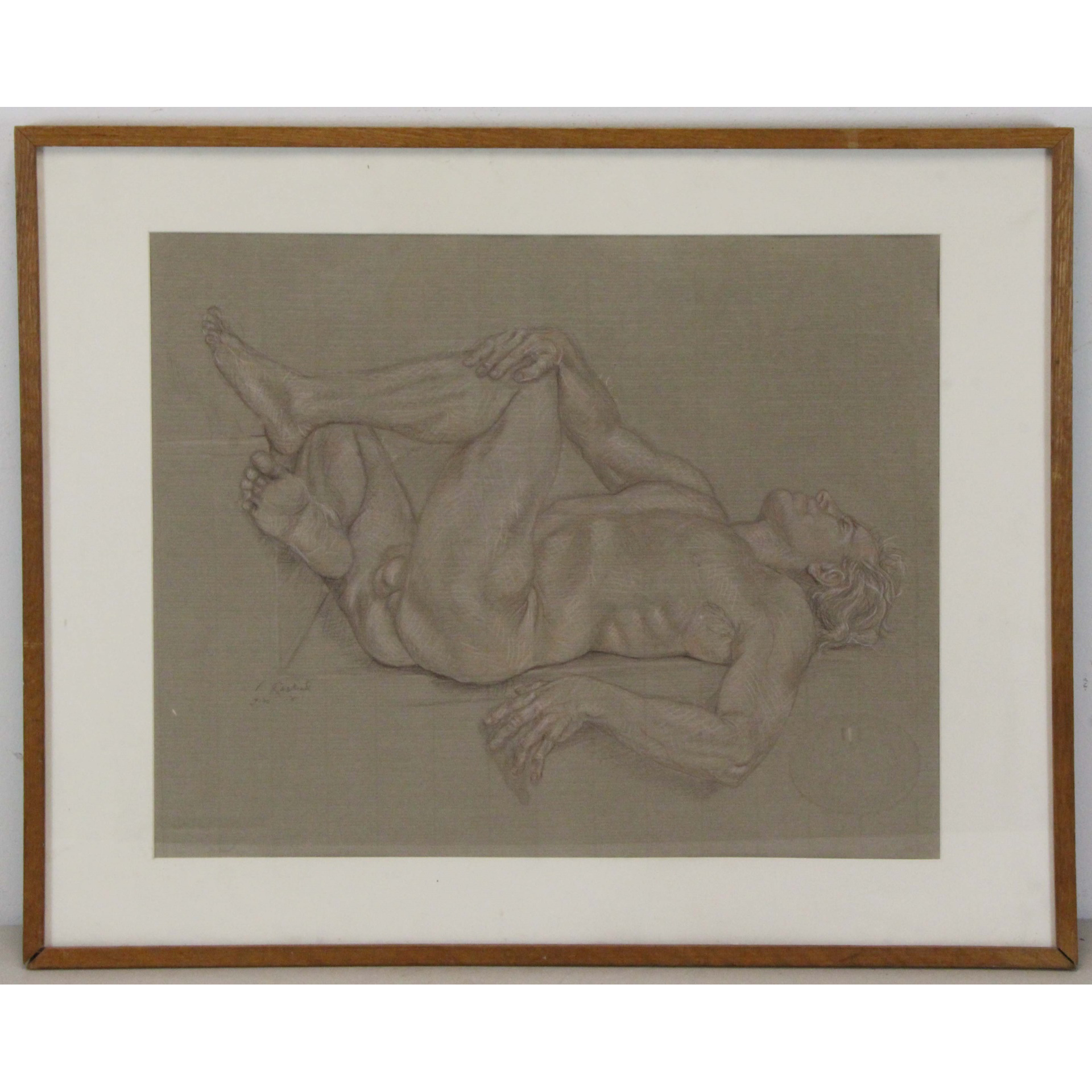 AW5-011: Phylis Raskind Male Nude Crayon On Paper
