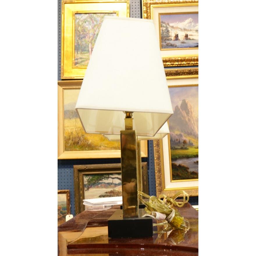 AL2-001: Vintage Robert Abbey Pair of Brass Table Lamps Late 20th Century