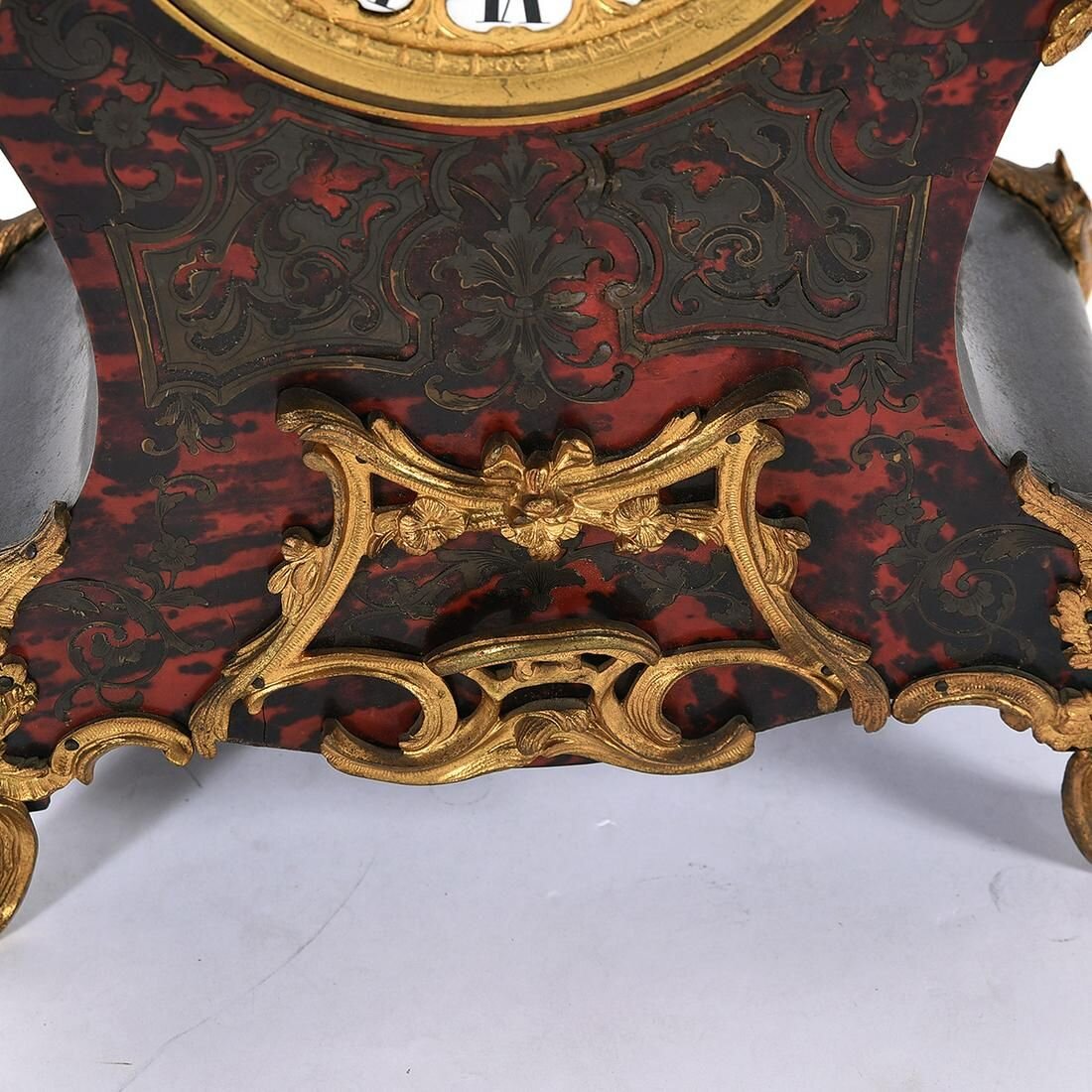 TK2-110: Mid 19th Century Louis XV Style Faux Boulle Ebonized Mantle Clock.